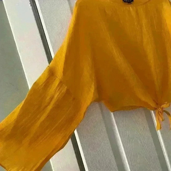 TOPSHOP - Crop Tie Blouse With Flared Sleeves B75 - Picture 3 of 5